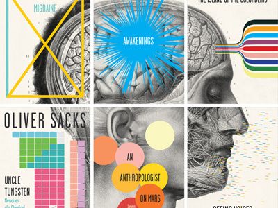 Oliver Sacks, six book series book collage color pop series