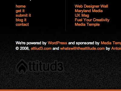 Footer: attitud3 blog css3 designthrowback logo startup texture