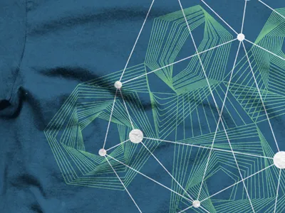 Shirt blue geometric green lines shapes shirt t shirt tee