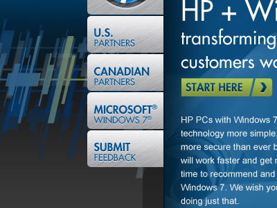HP + W brushed aluminum call to action color gradient navigation texture transparency waves