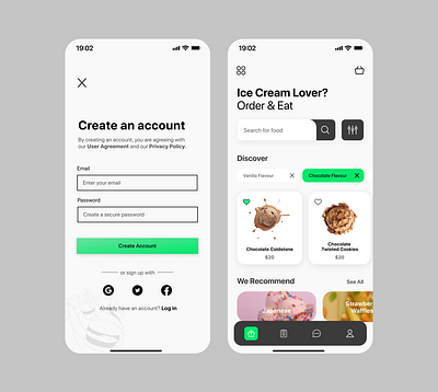 Ice cream app branding design ui ux