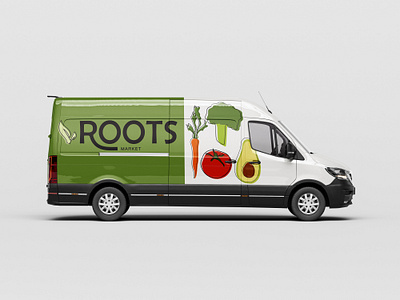 Roots Market Van Mockup brand identity branding graphic design logo mockup visual design