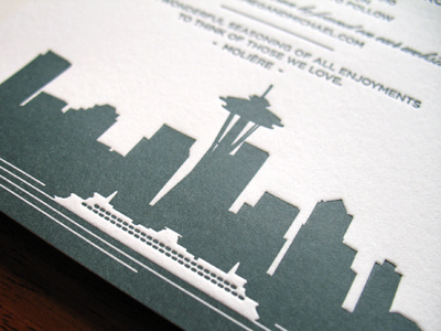 Skyline ferry letterpress seattle skyline