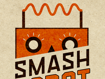 Smash Robot Secondary Mark brand custom typography identity illustration lettering logo orange robot robot toy vintage