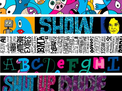 Banners hand drawn type illustration lettering