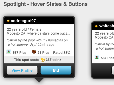 mbuzzy Photo Hover State black buttons hover hover states over pop popover social network up