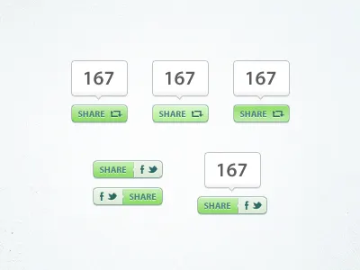 Social sharing buttons - Freebie buttons facebook glyphs green light share social twitter ui web