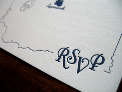 Washington Outline letterpress outline rsvp