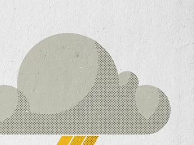 Clouds so swift, the rain won't lift... cloud halftone illustration screen print