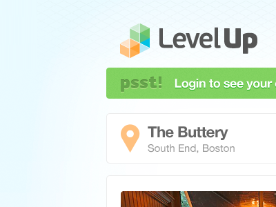 Psst! blue green levelup notification orange web