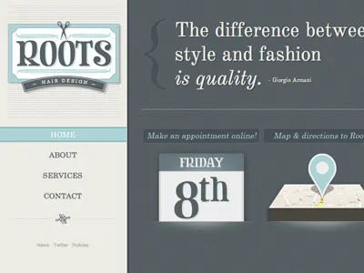 Roots Site hair logo roots salon website