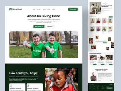 Giving Hand - About us page agency artiflow branding charity design donations fundraising green halal design illustration kids landing page portfolio product social team ui web web design website