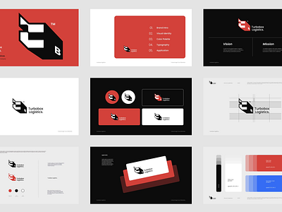 Turbobox Logistics - shipping container | Brand Guidelines adobe illustrator bento grid brand brand book branding branding guideline container delivery design figma graphic design illustration industrial industry logistics logo red shipping vector visual identity