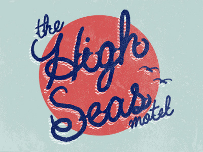 High seas beach logo motel seaside typography