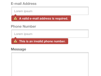 Form Validation contact error form validation