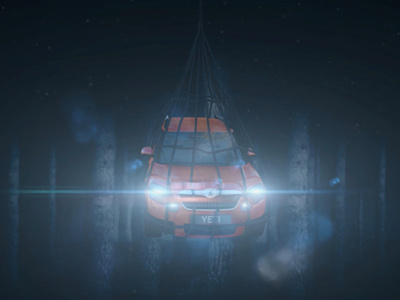 Yeti Nacht Jacht. 3d car compositing flares skoda