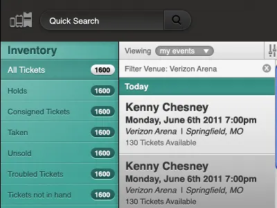 POS app buttons drop down filter green menu ui web