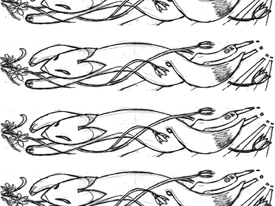 Bookmark bookmark fox ink linework nouveau sketch