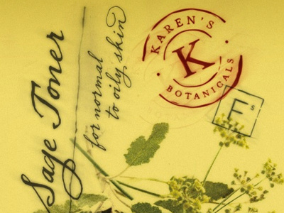 Karen’s Botanicals handwriting karens botanicals logo packaging projekt projekt inc. sean costik stamps texture typography yellow