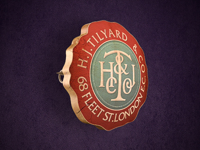 H.J.Tilyard badge gold icon illustration metal old purple retro rustic vintage