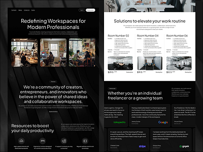 Lumospace - Collaborative Workspaces black branding cafe dark design design inspiration ellegance framer homepage landing page rent template ui ui ux uidesign ux web design website working space workspace