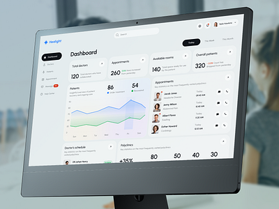 Healight - SaaS Healthcare Dashboard clean clinic dashboard doctor doctor app healthcare healthtect hospital medical care medical dashboard medical website saas statistics ui ux web web app web design