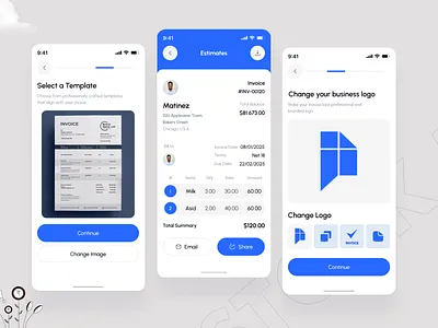 Invoice maker Mobile App app design clean design illustration app invoice invoice maker ios maker mobile mvp onboarding product design project top mobile app ui ux visual design