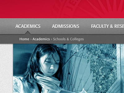 University nav breadcrumbs higher ed navigation web