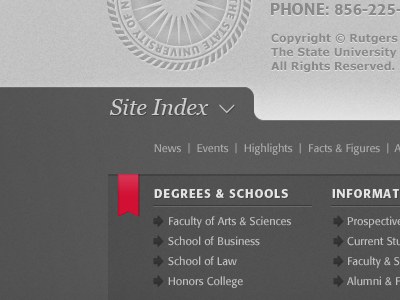 University footer footer gray higher ed web