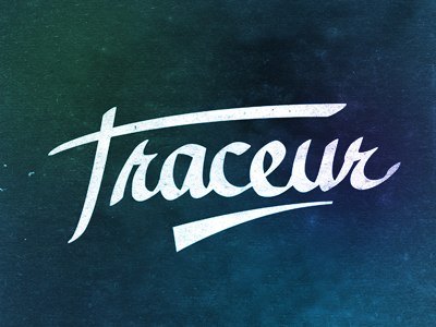 Traceur 2 blue green hand drawn typography white