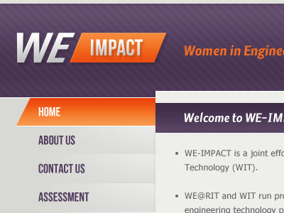 We Impact (Progress) design navigation orange purple typography web