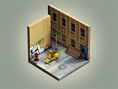 Corners "Street" brooks corner corners cube isometric mini street vespa