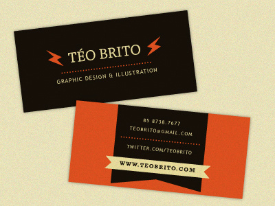 Business card brown business card orange retro