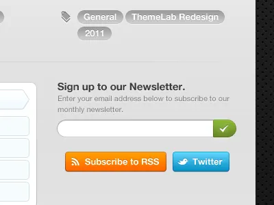 Hello, circular tags. buttons grey interface muted newsletter subscribe tags twitter ui ux wordpress wordpress theme