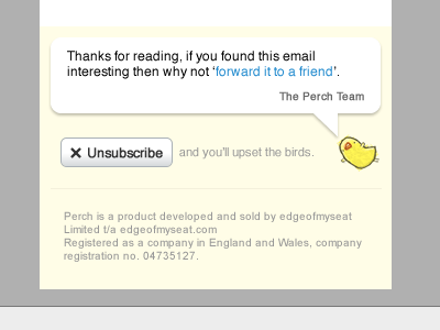 Don't upset the birds birds email fireworks grabaperch newsletter perch unsubscribe