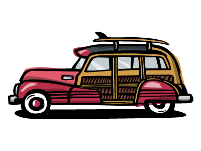 Surf Wagon illustration summer surfing wagon wip woodie