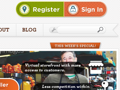 Geo-Local Shopping Site v1-r1 icons navigation search typography