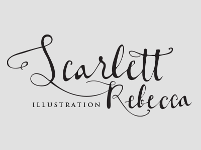 Scarlett Rebecca logo development calligraphy illustration logo scarlett rebecca script