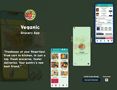 Veganic - Grocery Mobile App app app design case study design mobile app mockups prototype ui ux wireframing