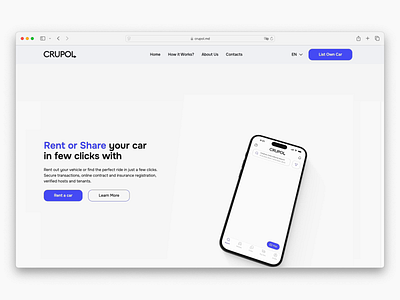 P2P Carsharing Landing Page Scroll Animation