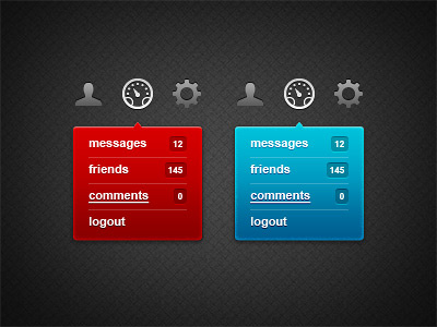 A little dropdown menu interface menu psd ui web