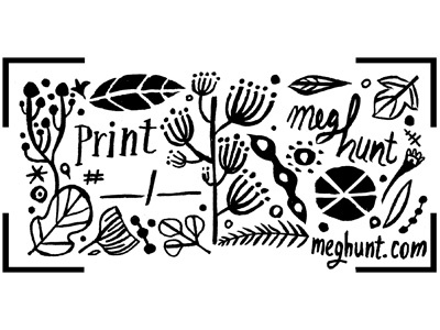 Stamp floral lettering print