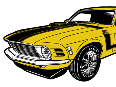 Yellow BOSS boss 302 illustraiton mustang yellow