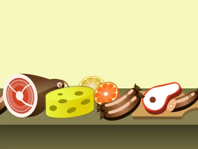 food cheese food green header illustration macot mascot meat orange vector