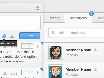 Groupie message board groupie interface message ui white