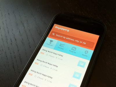 Dayzipping App app mobile ui
