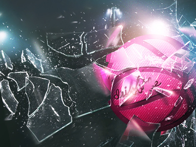 Shattered Backboard backboard ball breaking dribbble glass lights shatter smashing