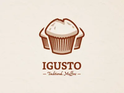 IGUSTO - Traditional Muffins brown identity illustration logo muffins symbol