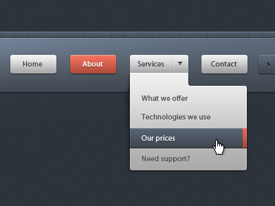 Dropdown menu navigation - UI/UX with CSS3 arrow button menu pattern submenu ui