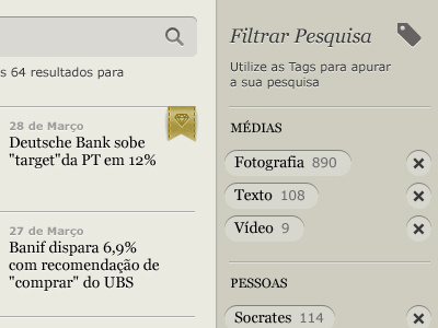 Search Filter UI for iPad App app ipad newspaper ui ux